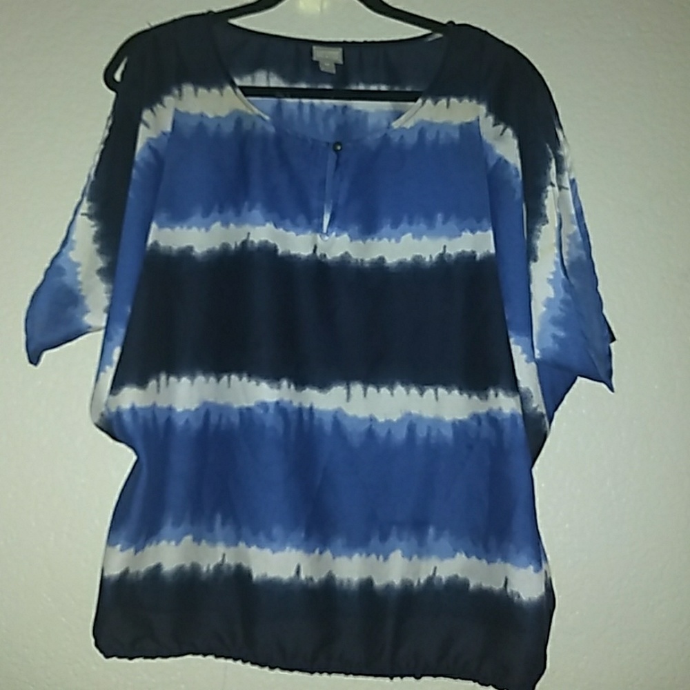 Converse Blue & White Cold Shoulder Semi Sheer Top